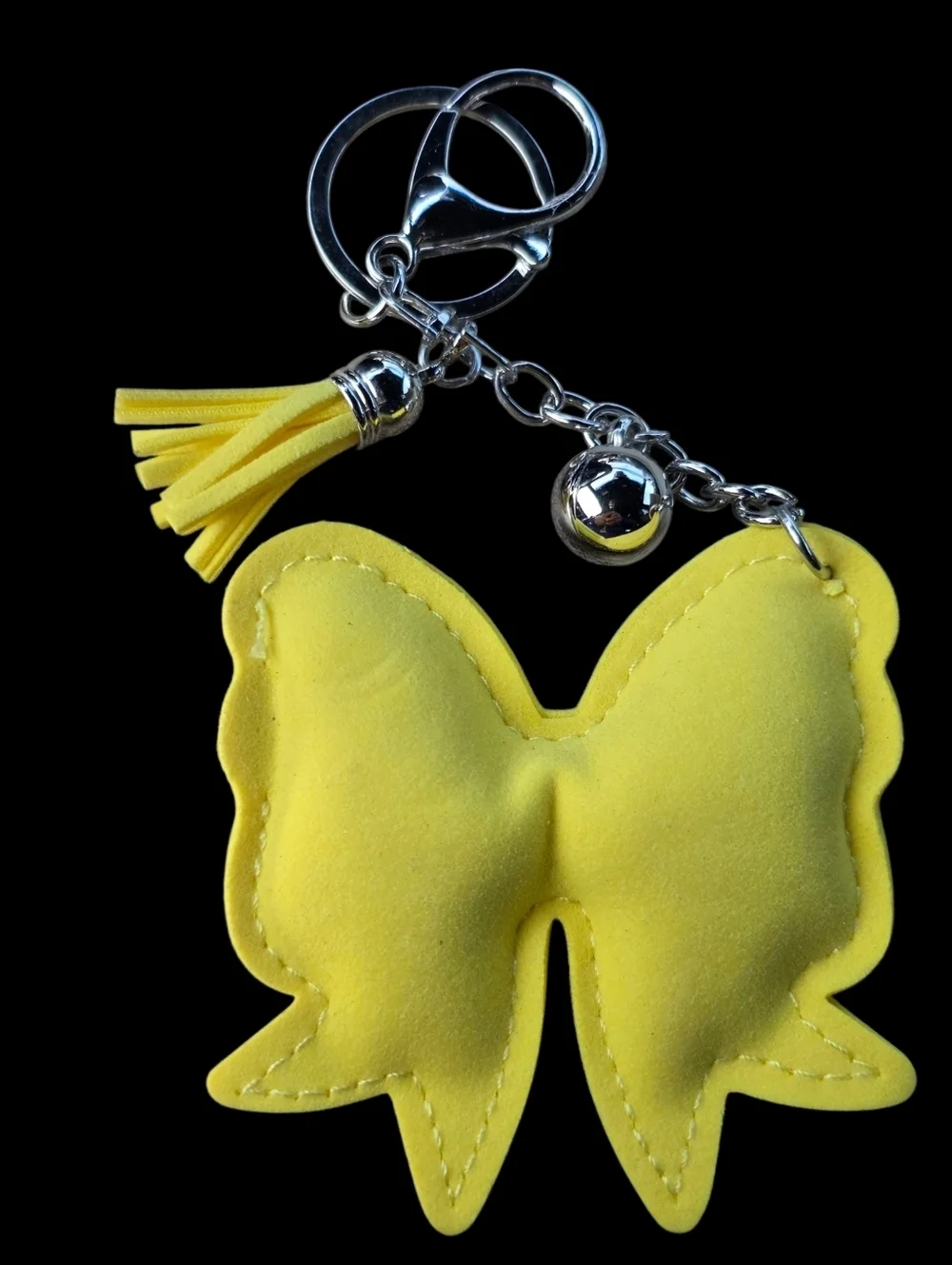 Yellow Crystal Bow Bag Charm Keychain with Tassel